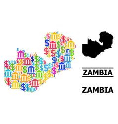 Collage Map Of Zambia Of Bank And Money