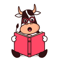 Cow Reading Book Cartoon