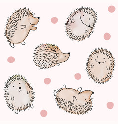 Hand Drawn Watercolor Hedgehog Line Drawing