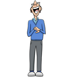 Laughing Cartoon Young Man Character With Glasses