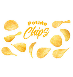 Realistic Crispy Wavy Isolated Potato Chips