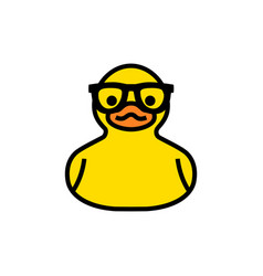 Rubber Yellow Duck In Sunglasses Icon Isolated