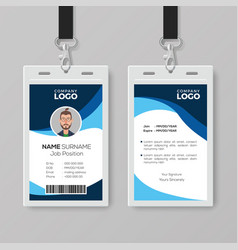 Blue curve wave id card design template Royalty Free Vector