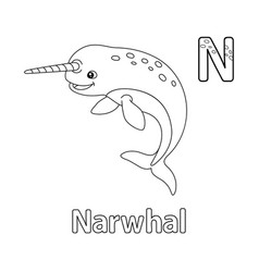 Narwhal Alphabet Abc Coloring Page N