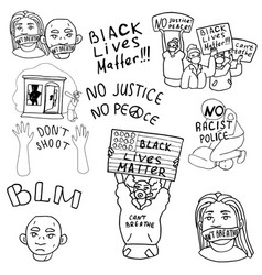 Antiracism Sticker Set On White Isolated Backdrop