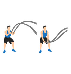 Man Doing Battle Rope Double Waves Exercise