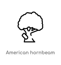 Outline American Hornbeam Tree Icon Isolated