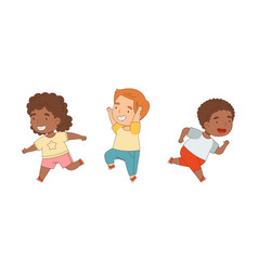 Smiling Kids Running Set Children Sports Activity