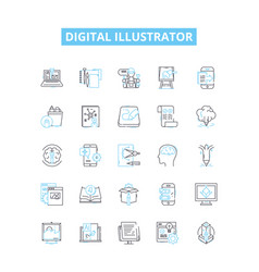 Digital Line Icons Set Digital