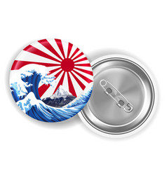 Japan Sea Wave Mtfuji On Rising Sun Flag Brooch