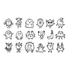 Monster Alien Doodle Set Funny And Cutes