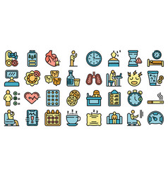 Passive Lifestyle Icons Set Color Outline