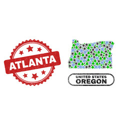 Atlanta Scratched Seal And Oregon State Map