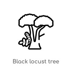 Outline Black Locust Tree Icon Isolated Black