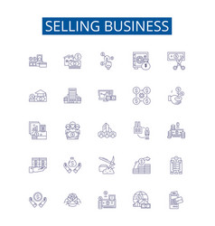 Selling Business Line Icons Signs Set Design