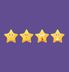 Funny Yellow Star With Face Emotion Set