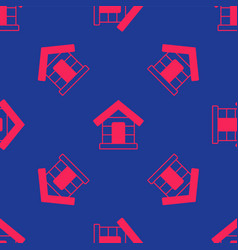 Red Dog House Icon Isolated Seamless Pattern