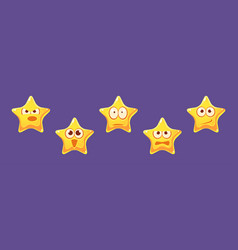 Funny Yellow Star With Face Emotion Set