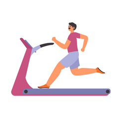 Man Running On Treadmill In Gym Working Out Sport