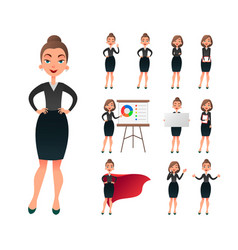 Pretty Businesswoman Working Character Set