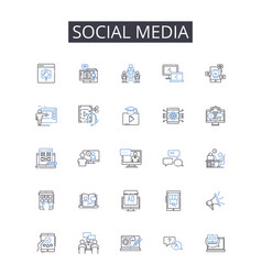 Social Media Line Icons Collection Scribble