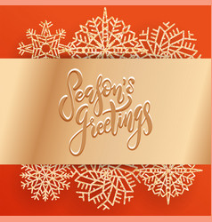 Wide Golden Bow With Season S Greetings Lettering