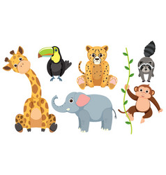 Wild Animals In Simple Cartoon Style