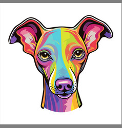 Italian Greyhound Dog Breed Colorful Cartoon