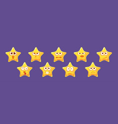 Funny Yellow Star With Face Emotion Set