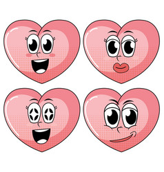 Set Of Facial Expression Vintage Style Heart