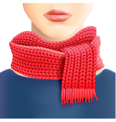 Woman Knitted Red Scarf Ad Print