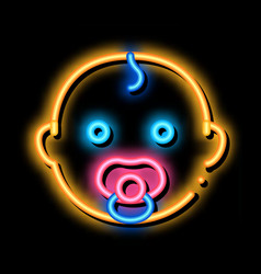 Baby Child Head Neon Glow Icon