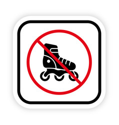 Ban Rollerskate Black Silhouette Icon Forbidden