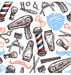 Barber Shop Attributes Doodle Seamless Pattern