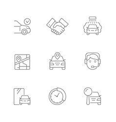 Set Line Icons Of Car Sharing