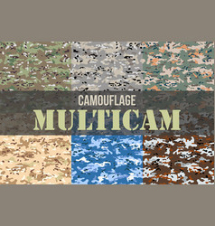 Multicam camouflage seamless patterns Royalty Free Vector