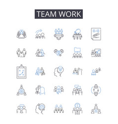 Team Work Line Icons Collection Equality