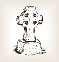 Ancient Cross Tombstone Engraving