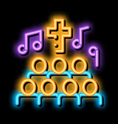 Church Choir Singing Song Concert Neon Glow Icon