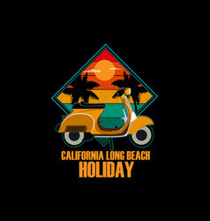 California Long Beach Holiday Retro Design