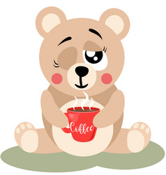 Cute Teddy Bear Drinking A Hot Coffee