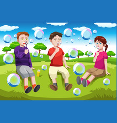 Kids Blowing Bubbles