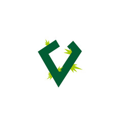 Letter V Simple Grass Symbol Logo