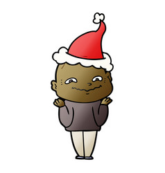 Gradient Cartoon Of A Creepy Guy Wearing Santa Hat