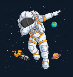 Hand Drawn Funny Astronaut Doing Dabbing Dance