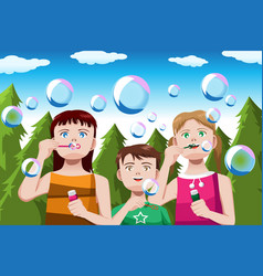 Kids Blowing Bubbles