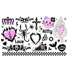 Y2k 2000s Cute Emo Goth Aesthetic Stickers Tattoo