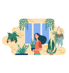 Happy Woman Growing Houseplants