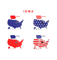 Iowa Map With Usa Flag Design