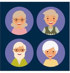 Round Avatars Of Older Women And Men People